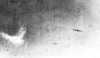Lancaser-Bomber beim Düppelwurf