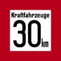 Tafel für Geschwindigkeitsbeschränkung auf 30&nbsp;km (1927);[6] gültig bis 1939